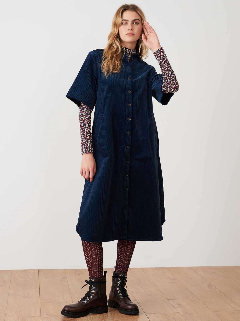 Princess Beatrice is elegant in navy corduroy dress at the new BBC