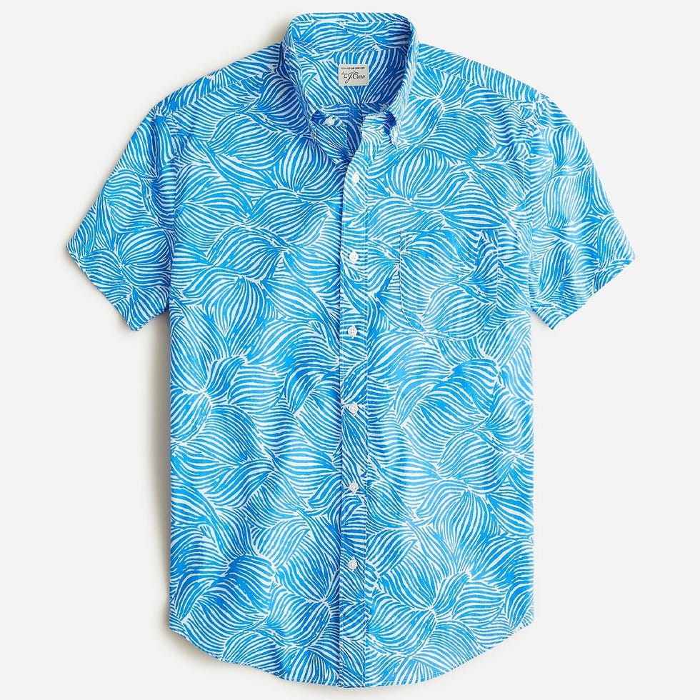 Short-Sleeve Slub Cotton Shirt