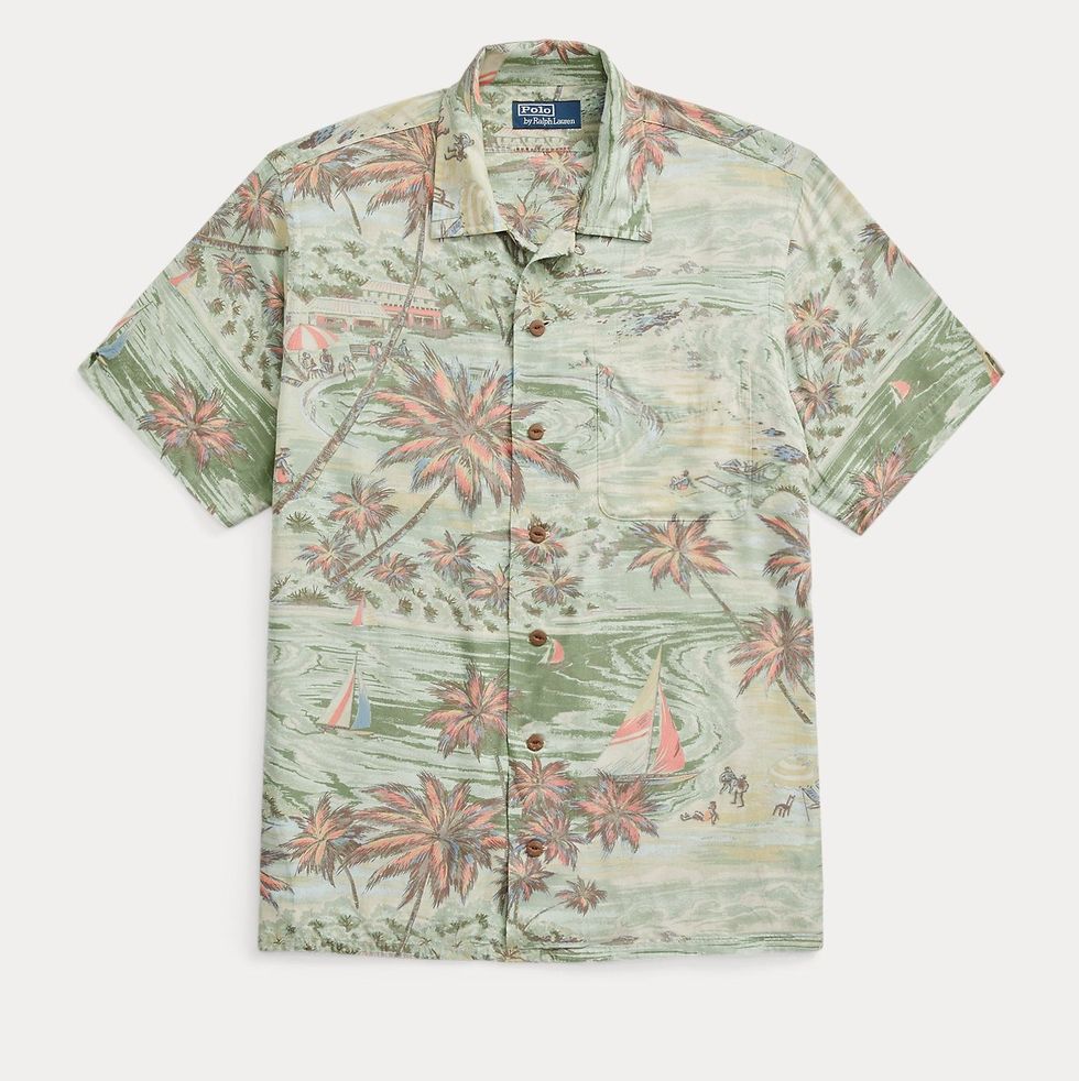 Classic Fit Tropical-Print Camp Shirt