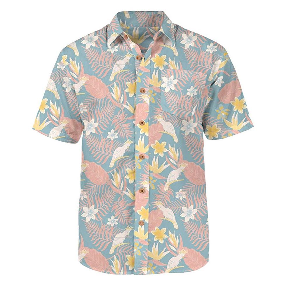 Hawaiian Style Yellow and Black Men's Hawaiian Shirt Summer Beach