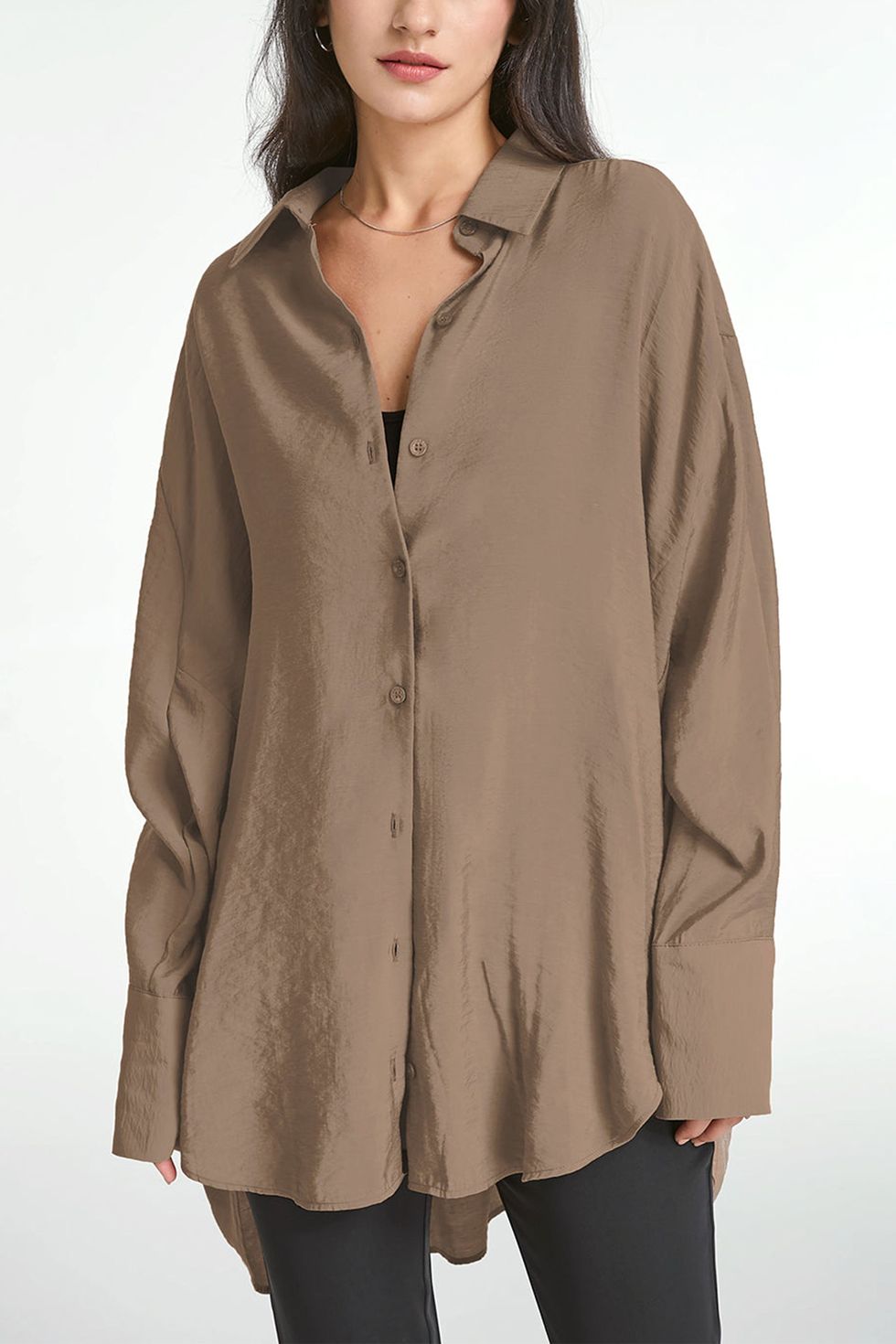 Women's Beach Dress Loose Tops Cover Up Long Sleeve Button Down Sleep Shirt