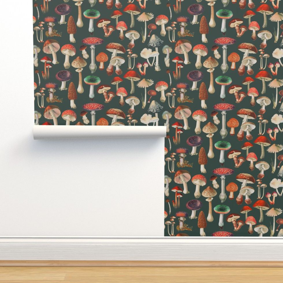 Mushies 11B Evergreen Peel-and-Stick Wallpaper (2' x 3')