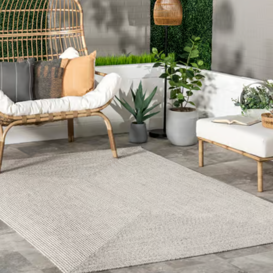 Ivory Handmade Braided Outdoor Area Rug