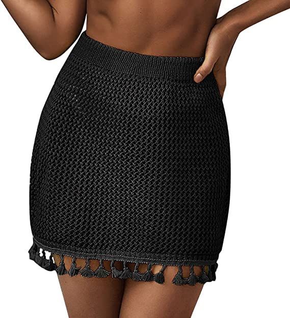 Women's Swimsuit Cover Up Crochet Sheer Short Beach Skirt