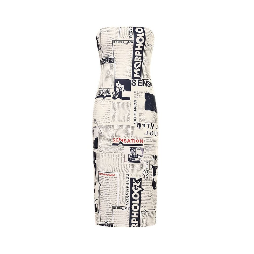 Newspaper Printed Tube Dress Newspaper Printed Tube Dress
