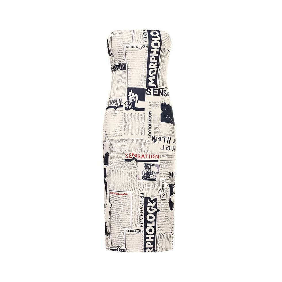 Newspaper Printed Tube Dress