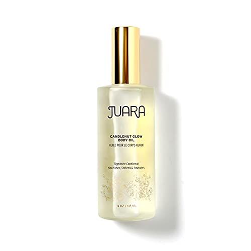 Juara – Candlenut Glow Body Oil | Deluxe Hydration for Skin, Hands, Feet, Hair | Lightweight Formula | Moisturizing Treatment | Dry Skin Therapy | Paraben and Sulfate Free | 4 oz (Candlenut)