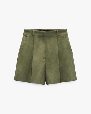 khaki linen shorts