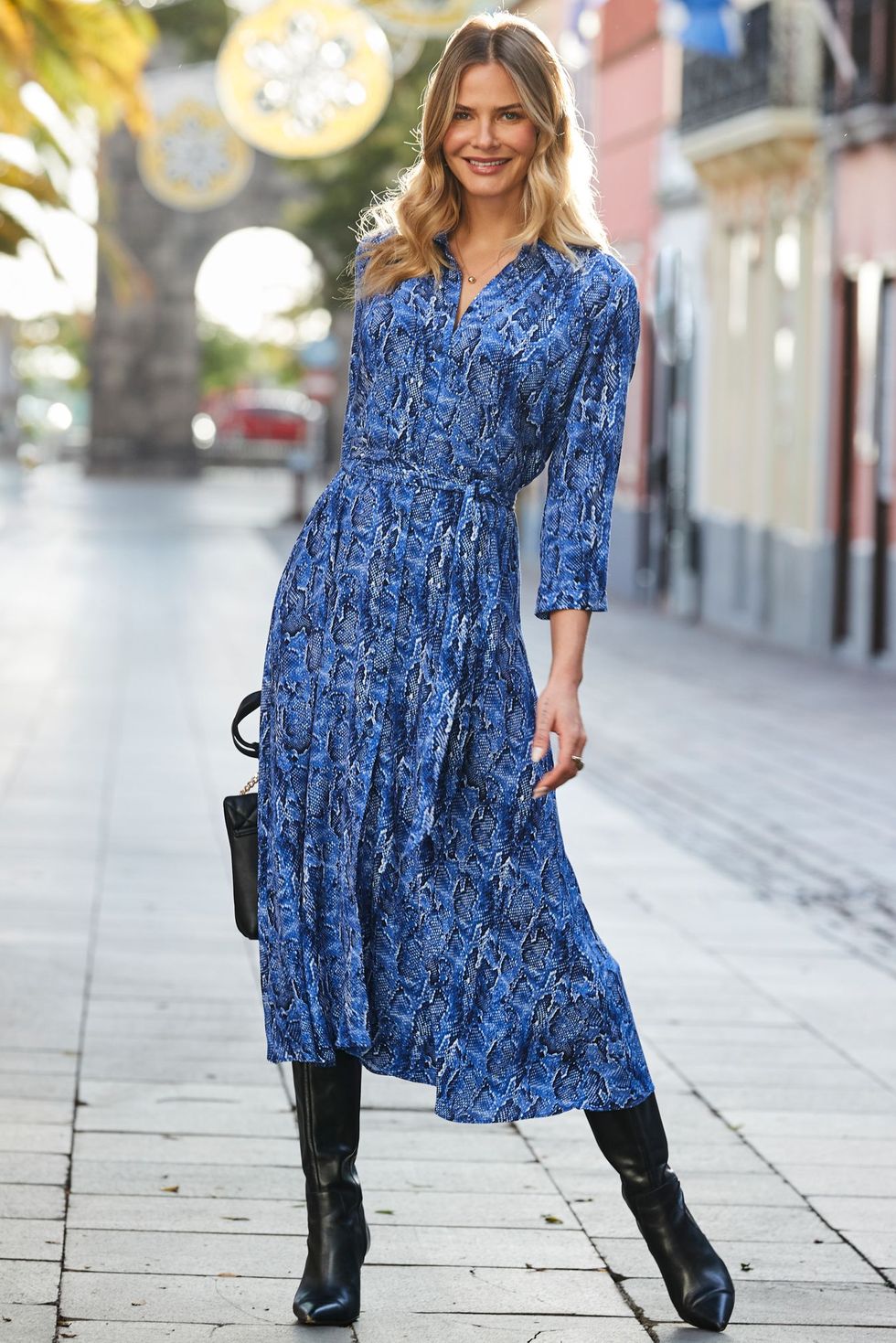Susanna Reid wears blue midi shirt dress from Sosandar