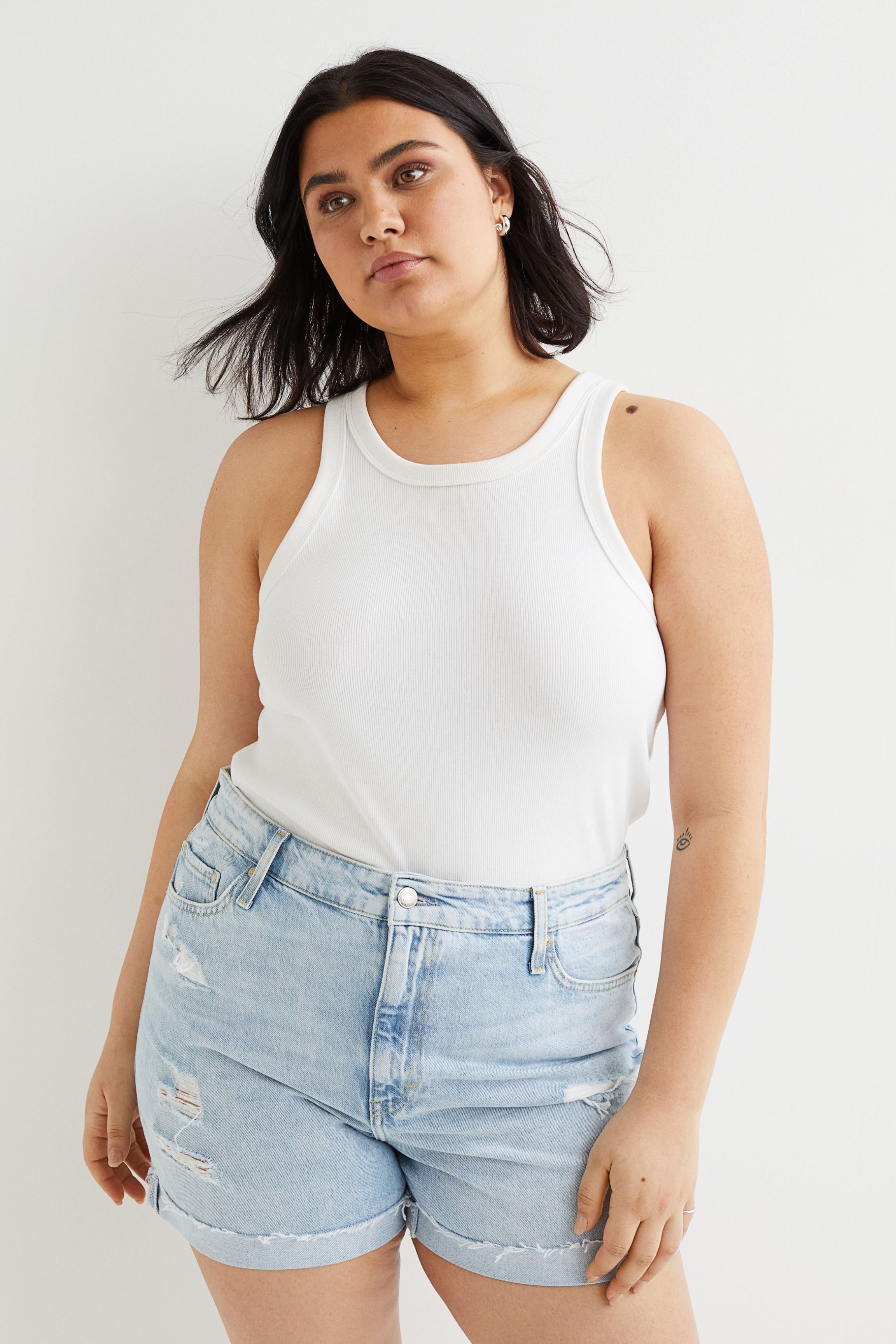 Plus size store blue jean shorts