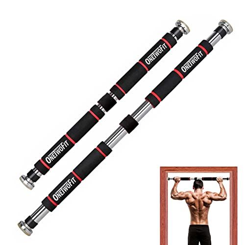 ONETWOFIT Door-Frame Pull-Up Bar, Wide Grip Heavy-Duty Metal and Foam Chin-Up Pole, Adjustable Great for Home Gyms, Fitness and Training HK664