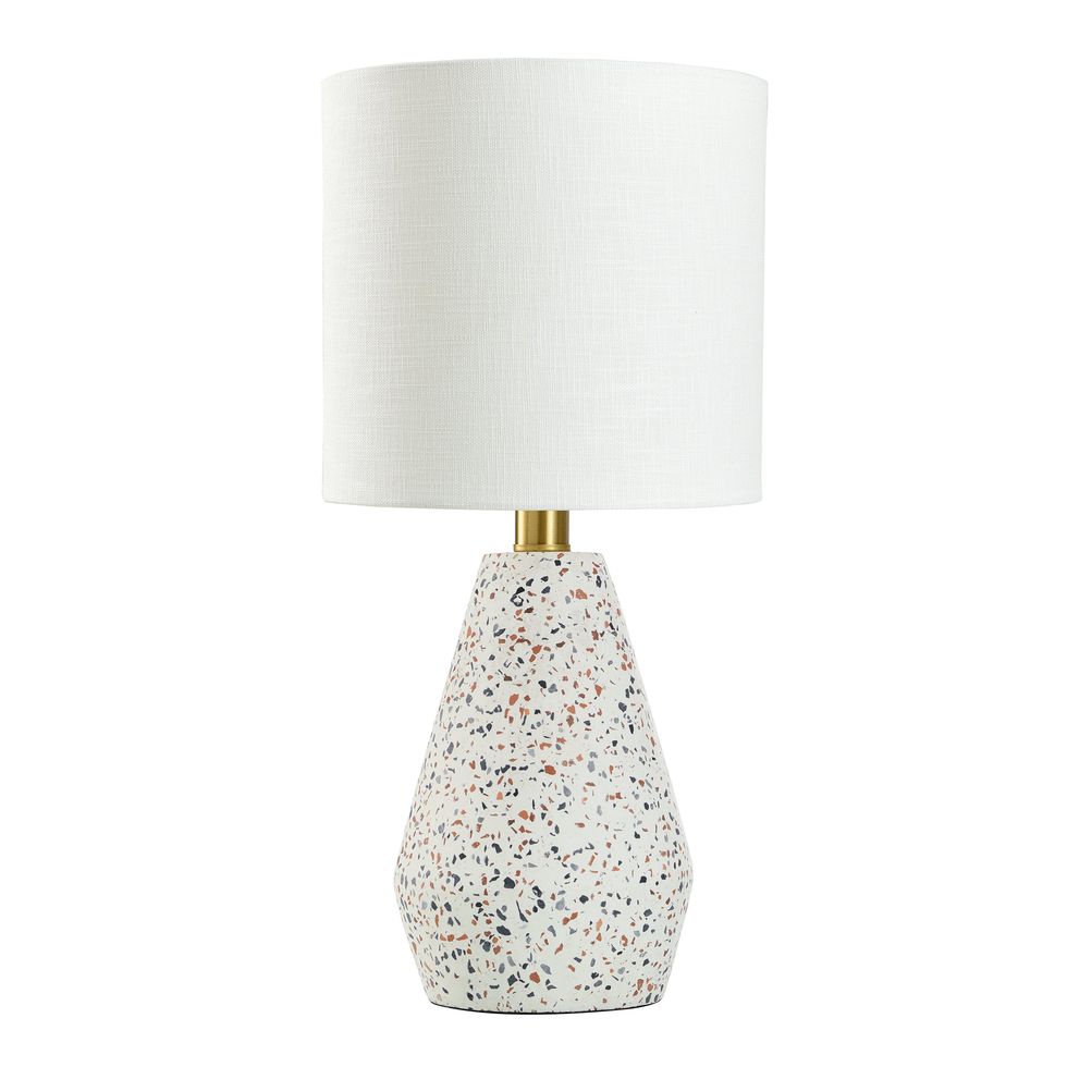 Terrazzo Table Lamp with White Drum Shade