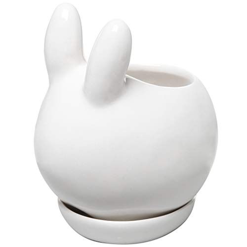 Mini Ceramic Bunny Planter with Saucer