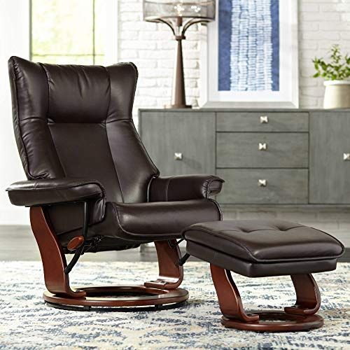 Swivel Faux Leather Recliner with Ottoman
