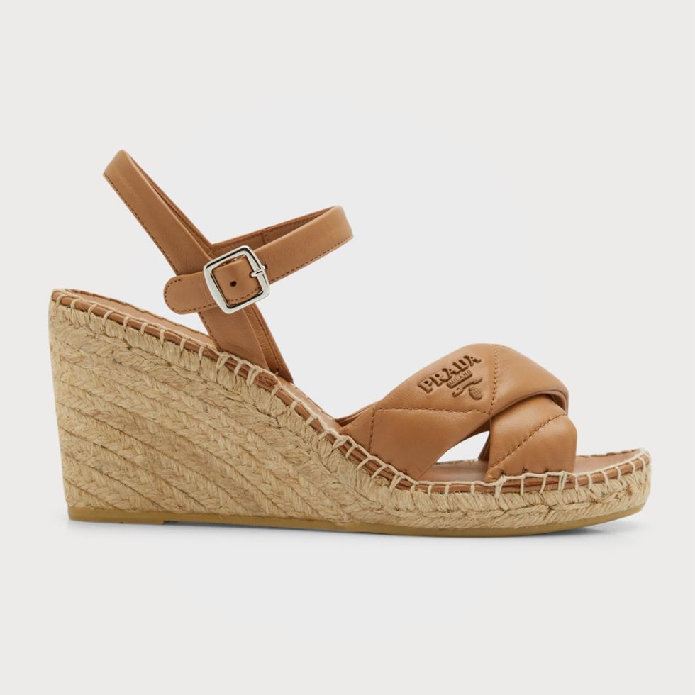 Nappa Leather Espadrille Wedge Sandals