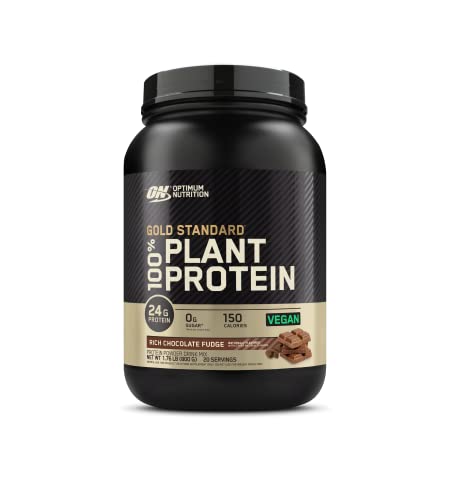 Optimum Nutrition Gold Standard 100% Plant Based Protein Powder, Gluten Free, Vegan Protein for Muscle Support and Recovery with Amino Acids - Rich Chocolate Fudge, 20 Servings