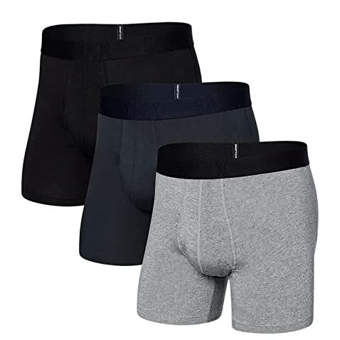Tommy John Men's Underwear, Boxer Briefs, Second Skin Fabric Trunk with 4  Inseam, 3 Pack (Large, Black - 3 Pack)