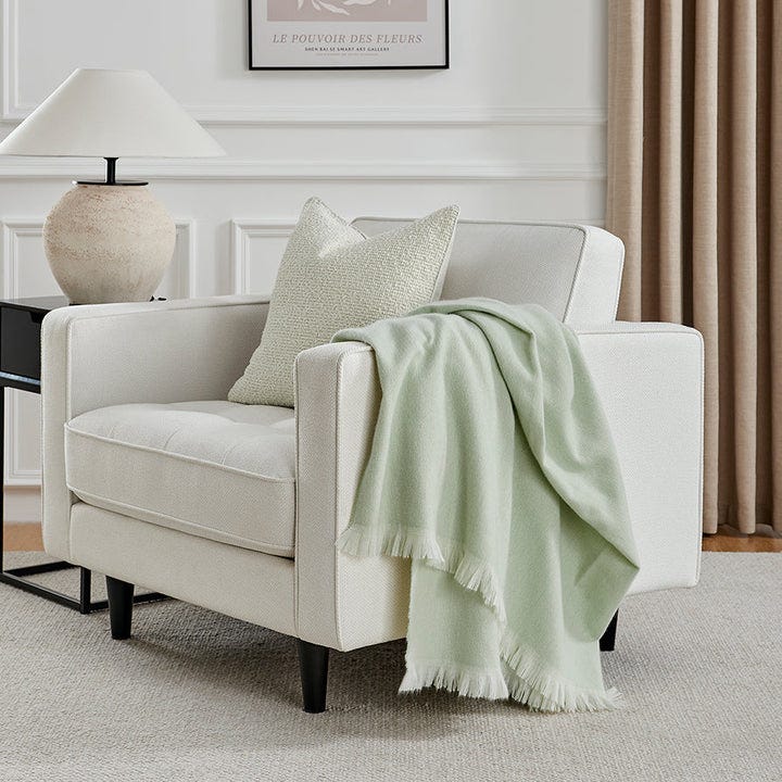 Contrast Stitch Wool Look Sofa Throw