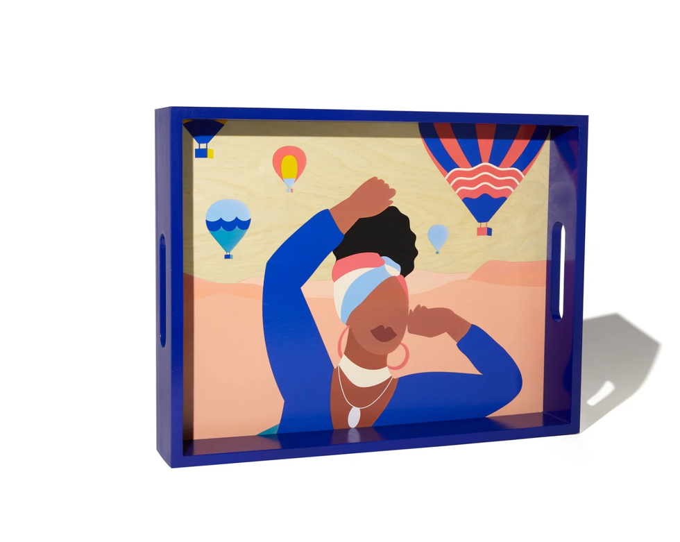 Decorative Painted Wood Tray