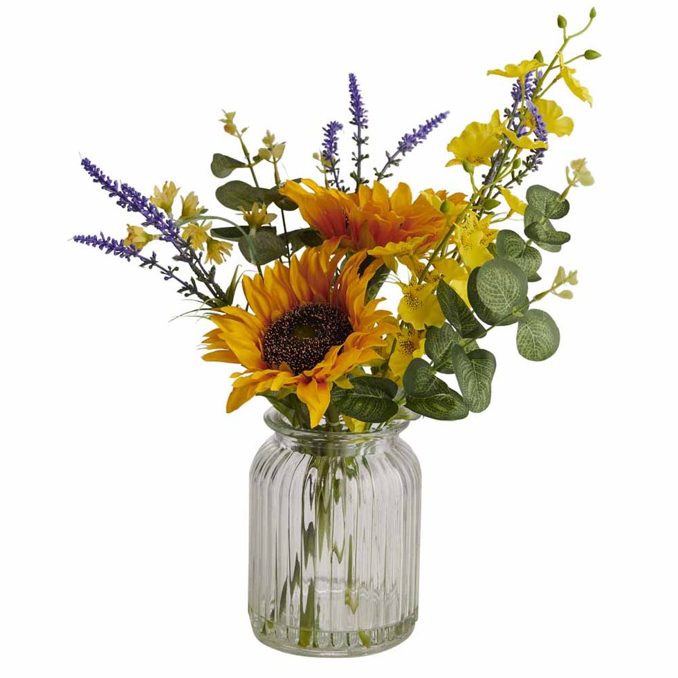 Wilko Sunflower Bouquet in Ribbed Vase