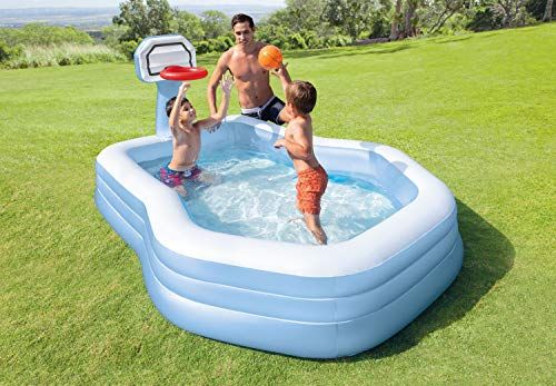 Square Inflatable Deluxe Comfort Family Pool, Blue, Ages 6 and popular Up