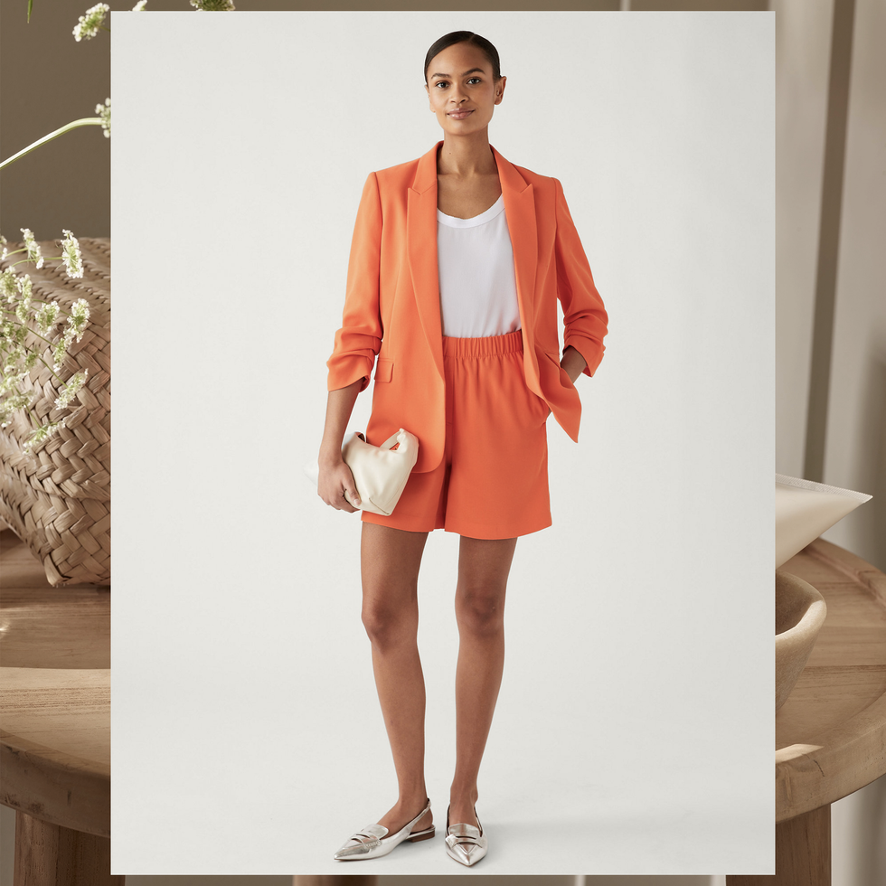 Ruched Sleeve Blazer 