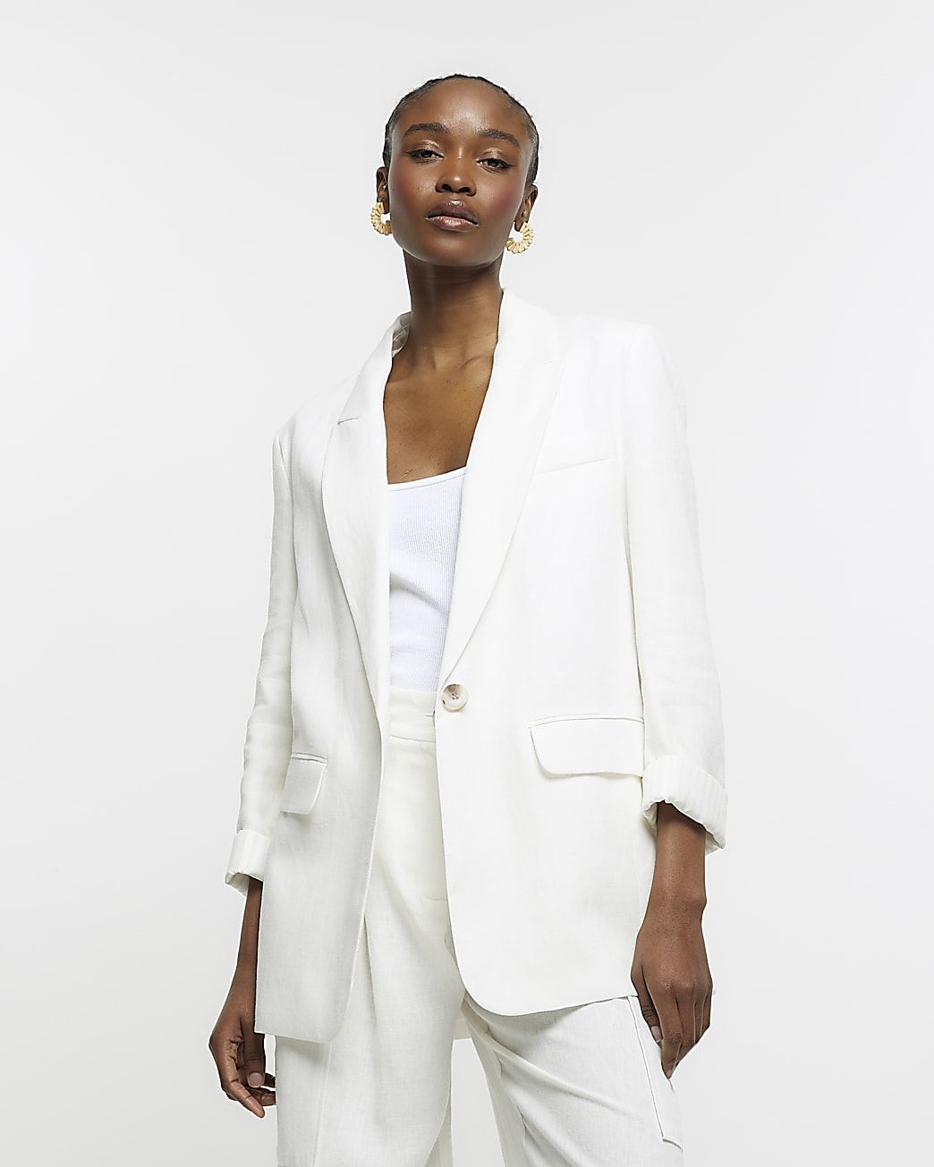 White open deals sleeve blazer