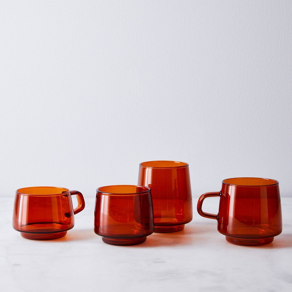 Sepia Amber Glasses and Mugs, Set of 2
