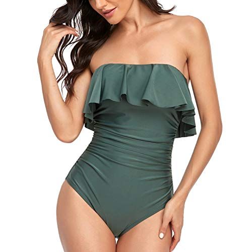 Strapless ruffle one hot sale piece swimsuit