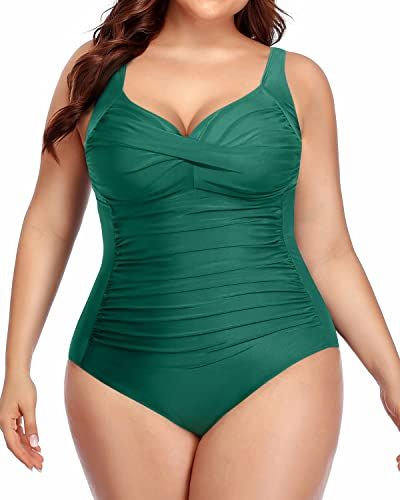 2023 Half Sleeve Monokini Swimwear Women One Piece Swimsuit Green