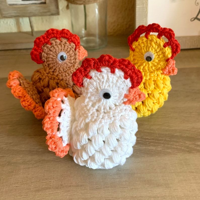 Crochet hens Easter decoration
