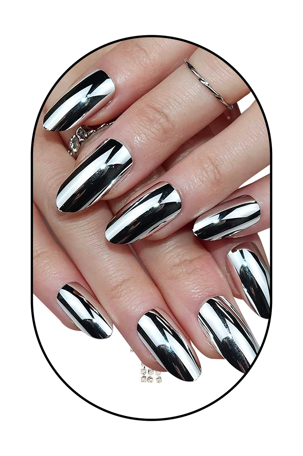Almond Press-On Mirror Effect Nails