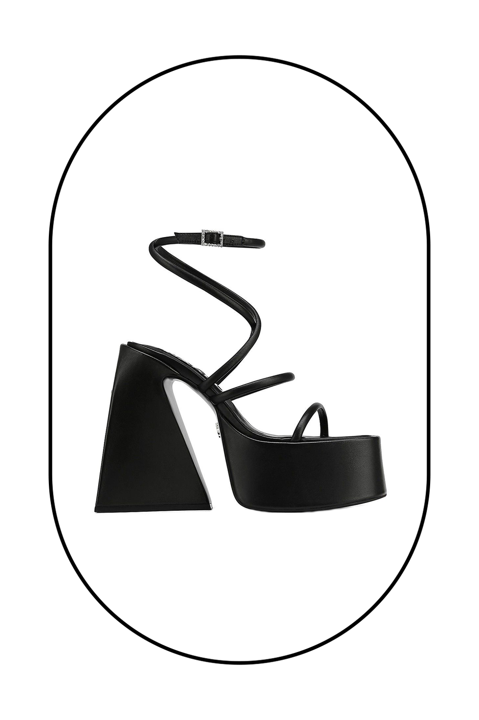 Women's Angel Black Leather Platform Sandals - Black - Size 5 - Black - Size 5