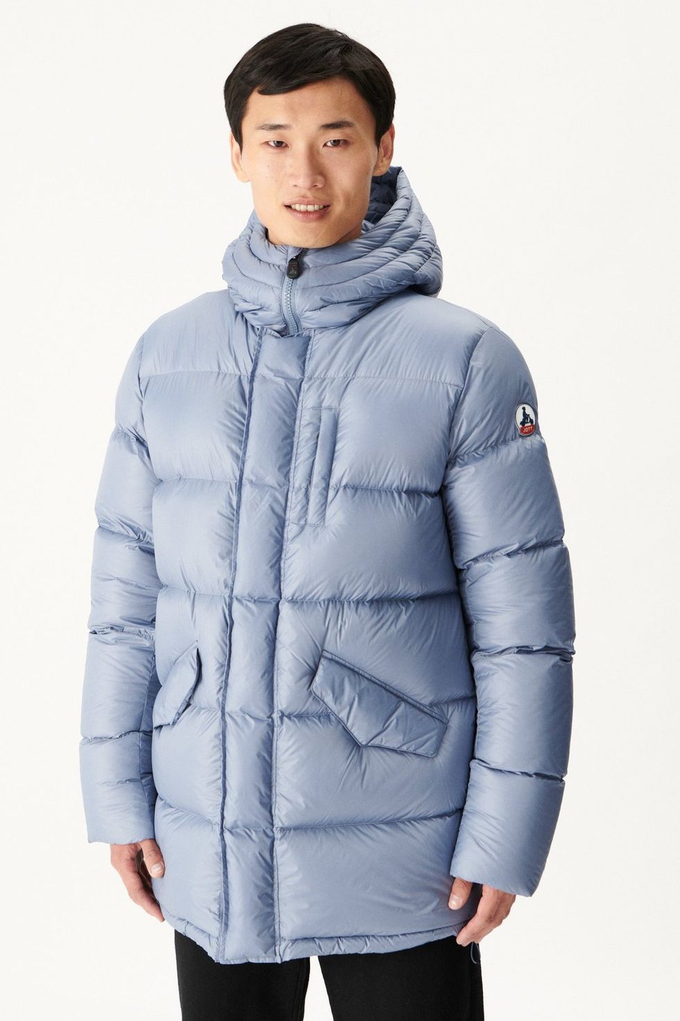 Washed Blue Warm hooded down jacket