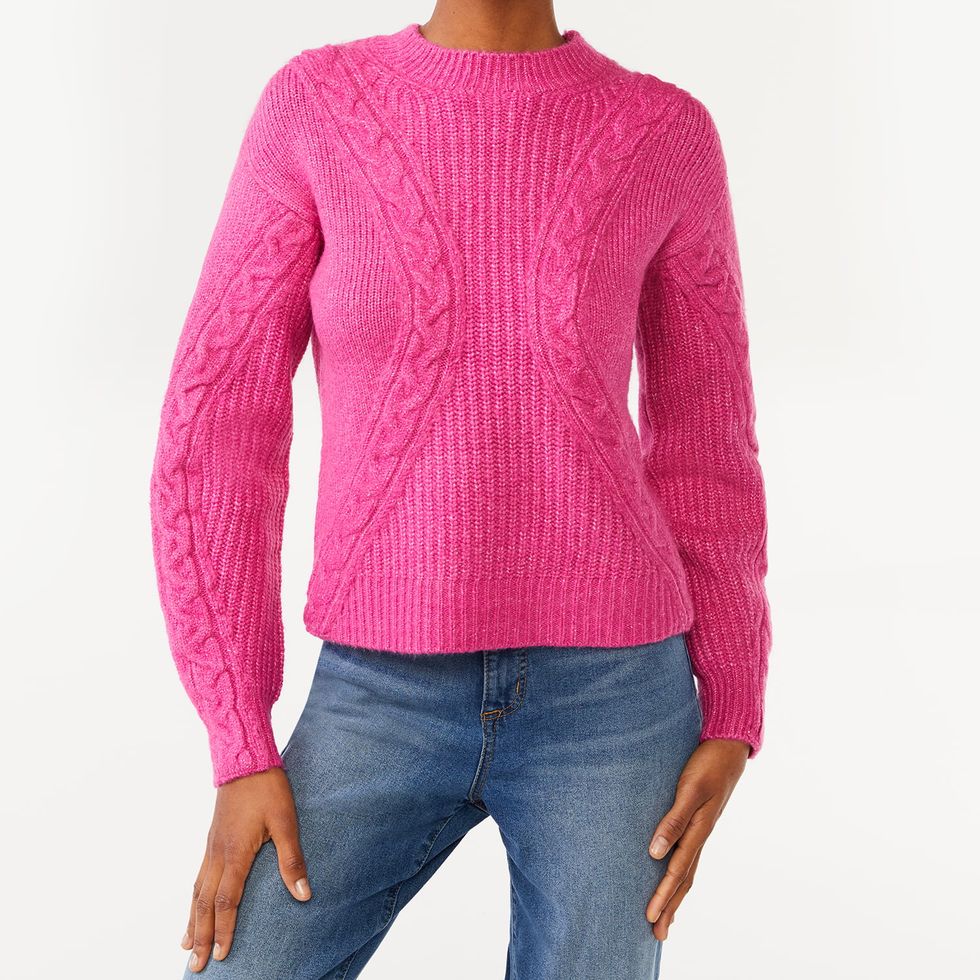 Scoop Women s Textured Cable Knit Sweater