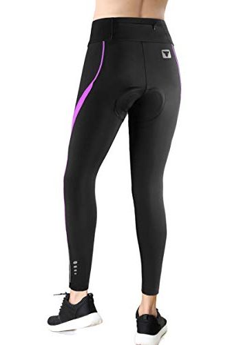 Women's Cycling Tights 3D Padded Compression Tight Long Bike Bicycle Pants with Pocket(Purple,2XL)