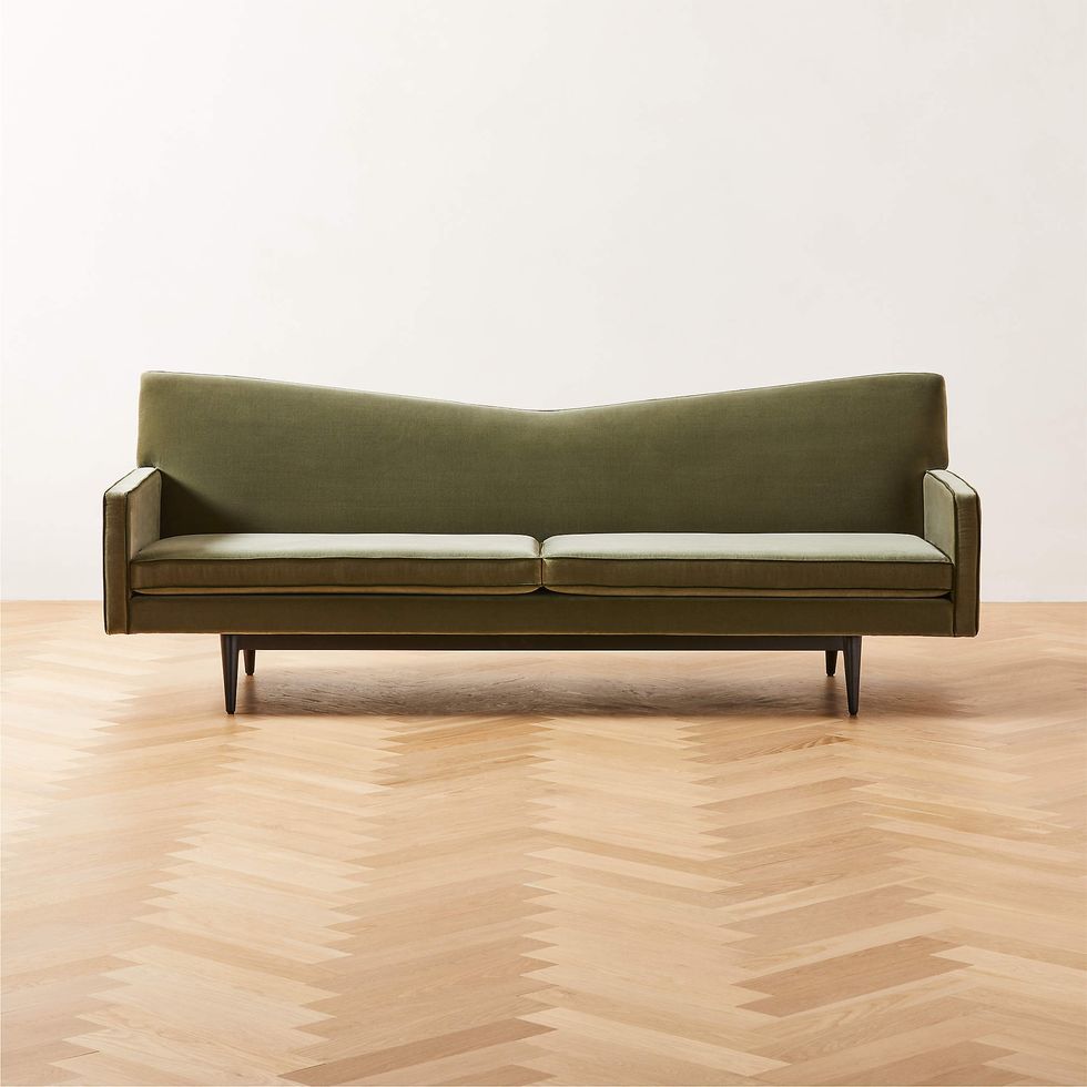 Bowtie Green Velvet Sofa