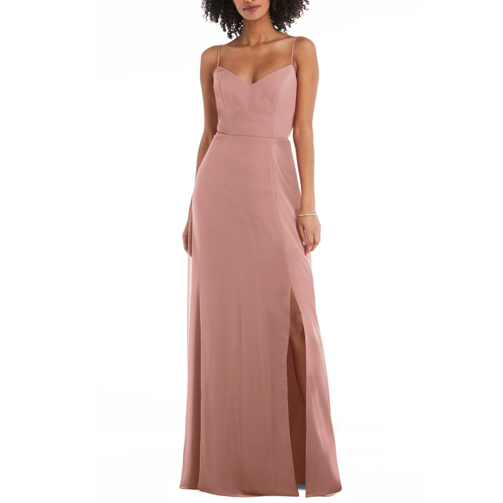 Tie-Back Cutout Chiffon Gown 