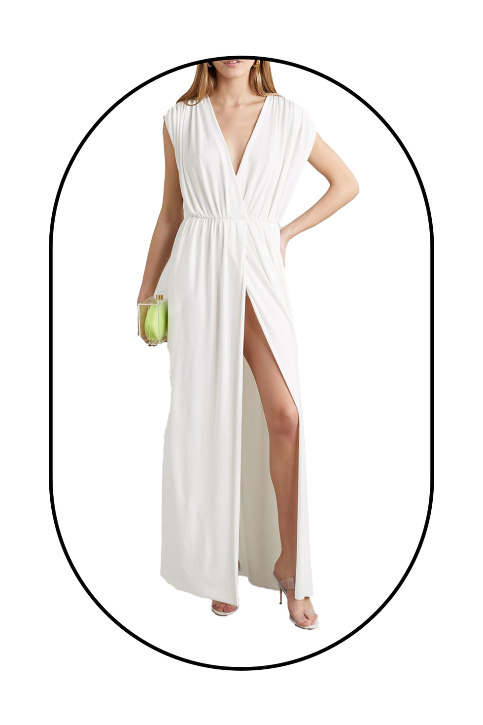 Athena wrap-effect draped stretch-jersey gown