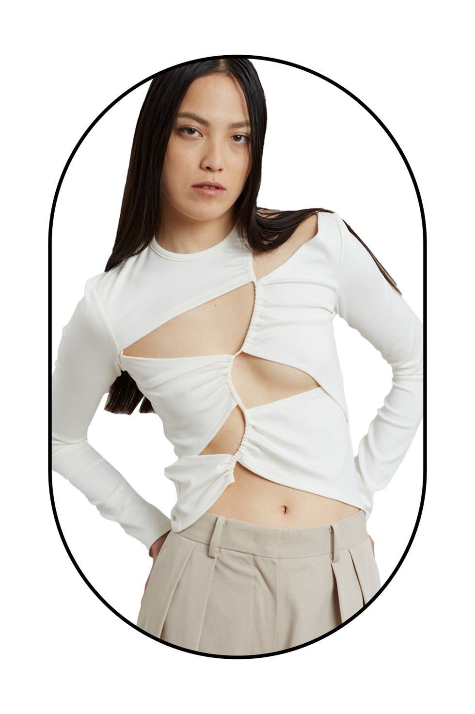 Tension Cutout Top - Cream