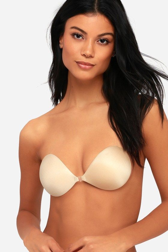 Women Backless Adhesive Strapless Nude Nubra Push Up Bra Invisible  Underwear F
