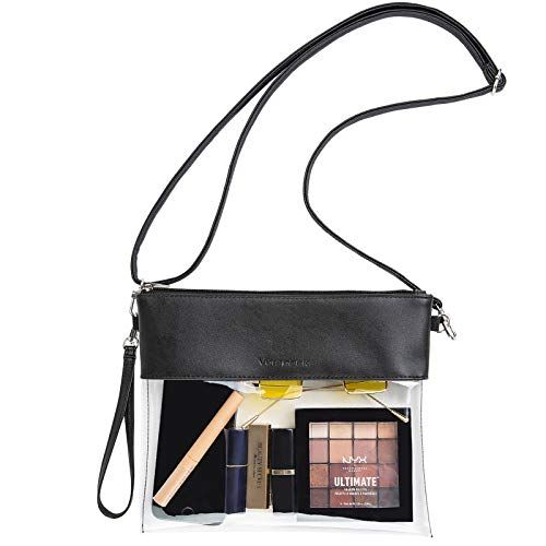  KKXIU Clear Crossbody Bag for Women Stadium Approved Vegan  Leather Concert Shoulder Sports See-Through Purse (Black) : Sports &  Outdoors