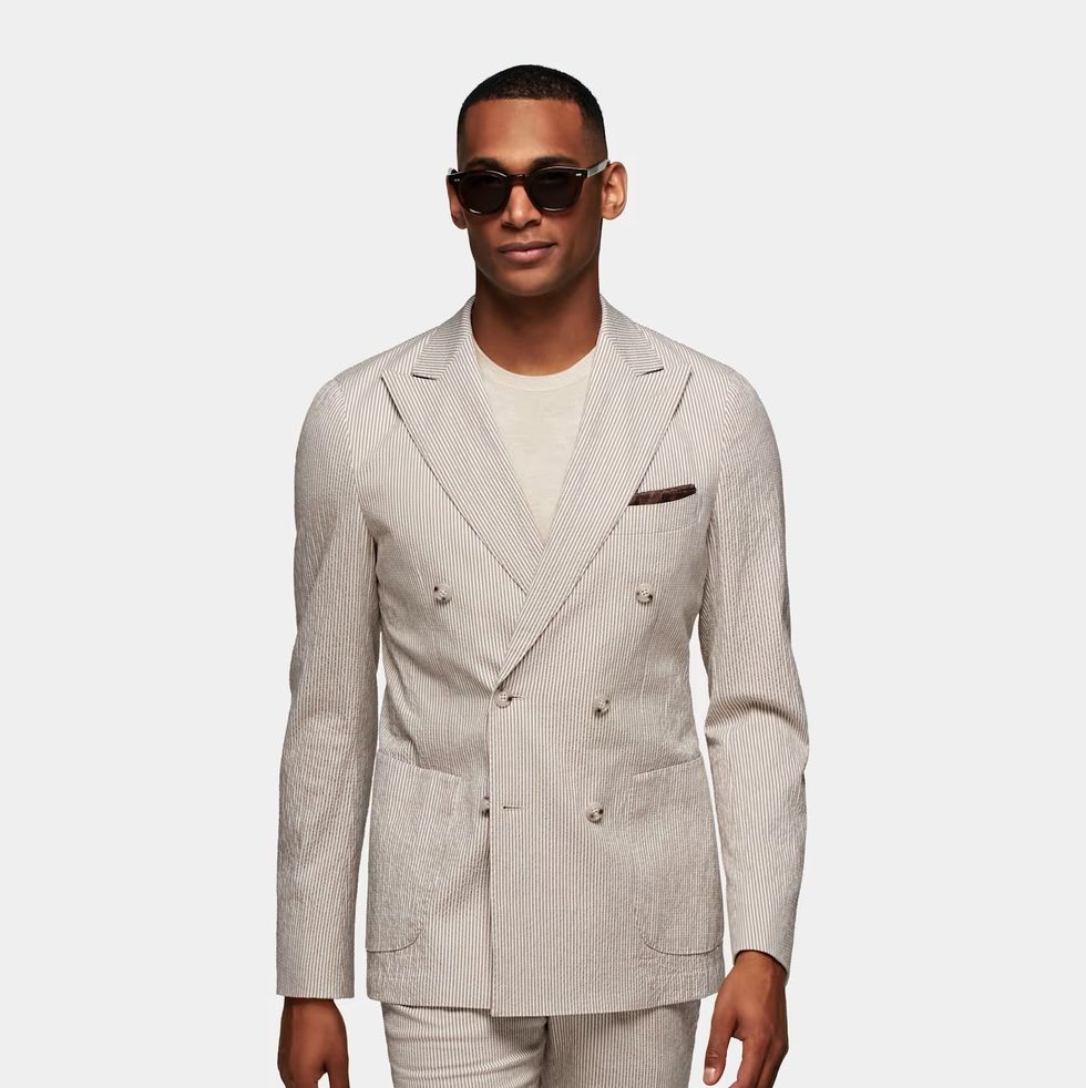 Stretch Cotton Seersucker Havana Suit