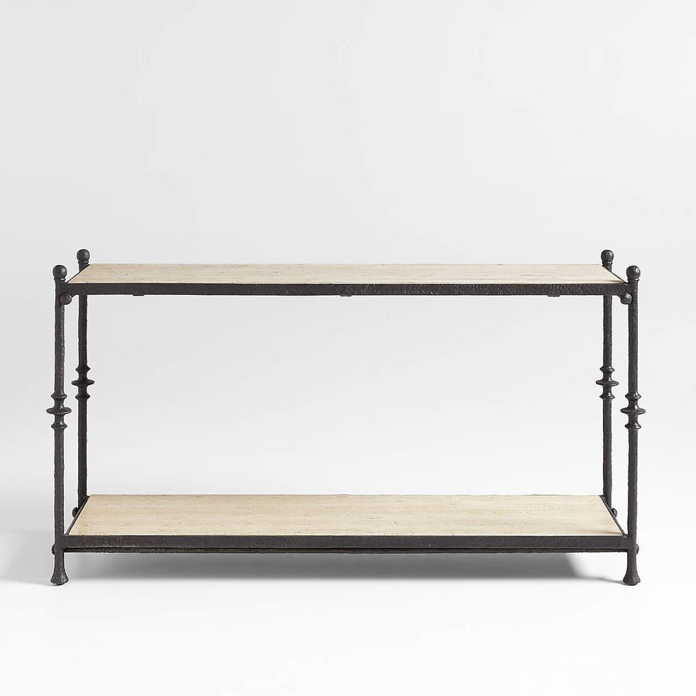 Estate Travertine and Metal Console Table by Jake Arnold