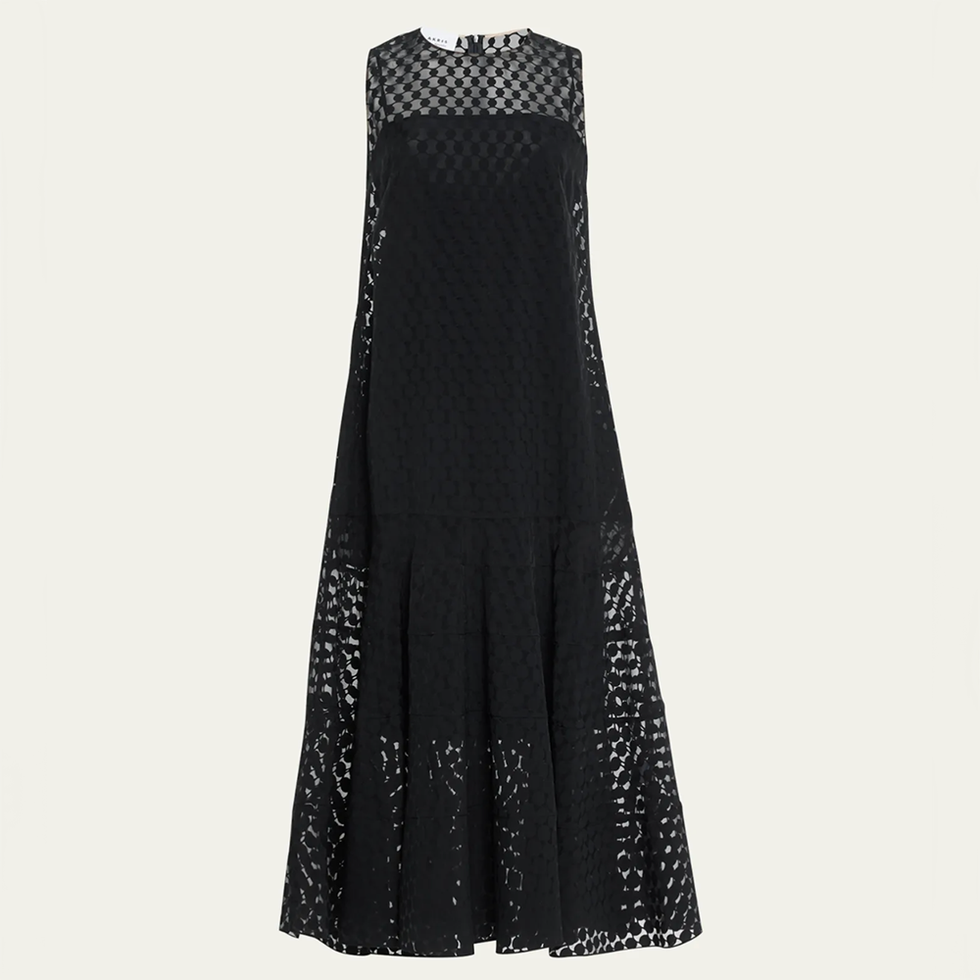 Semi-Transparent Dotted Midi Dress