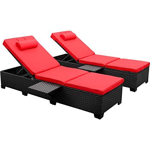 Wicker Chaise Lounge, Set of 2