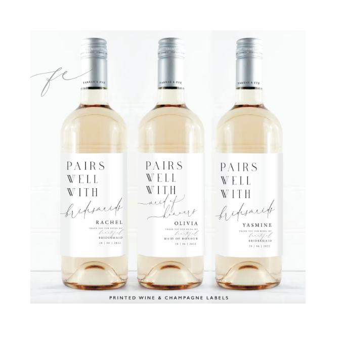 PAIRS WELL WITH Bridesmaid Proposal Wine Label 