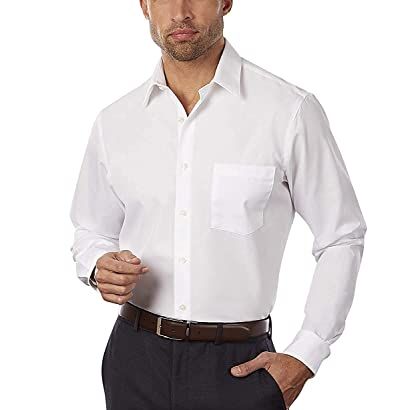 Poplin Fitted Solid Point Collar Dress Shirt