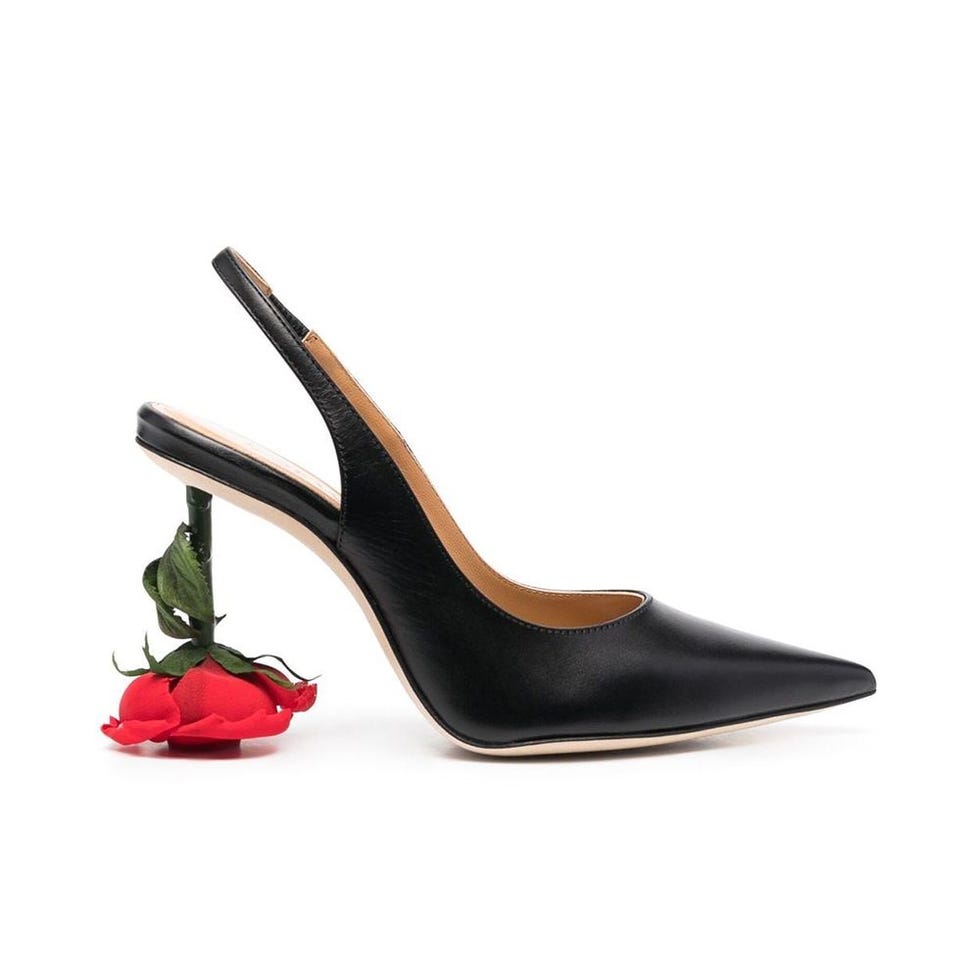 Rose-Heel 100 Slingback Leather Pumps