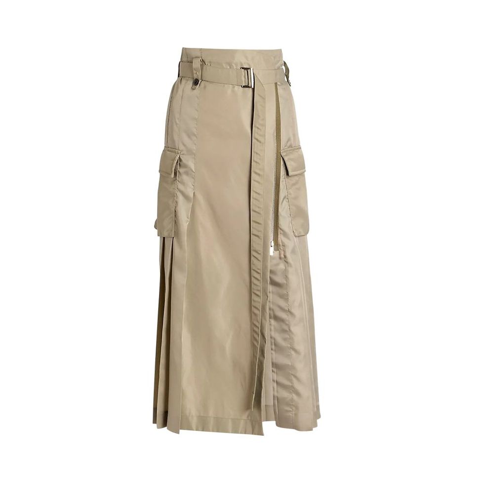 Women's Twill Belted Maxi Skirt